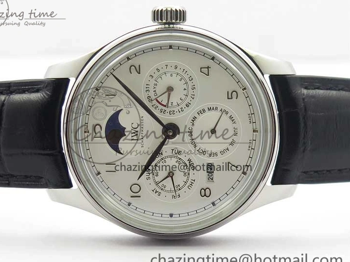 MIROTIME 0314 Portugieser Perpetual Calendar IW503301 V9F 1:1 Best Edition Silver Dial on Black Leather Strap A EyeCatching 7116